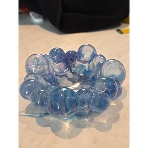 Handmade Resin Blue White Bubble Bowl Light Up Trinkets Keys Jewelry  669